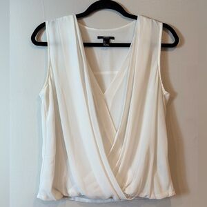 Forever 21 Y2K White Draped Front Sleeveless Blouse Women's Size Small
